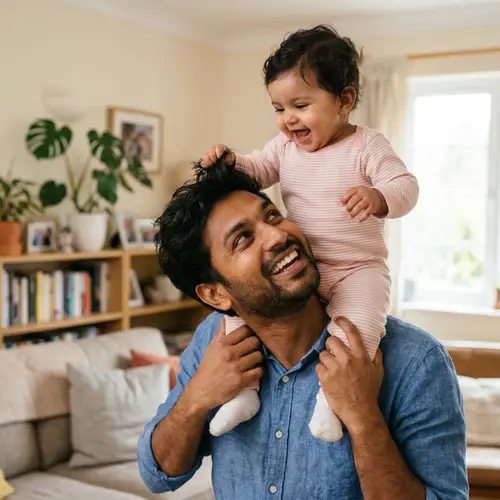 Joyful Fatherhood: A Sweet Family Moment