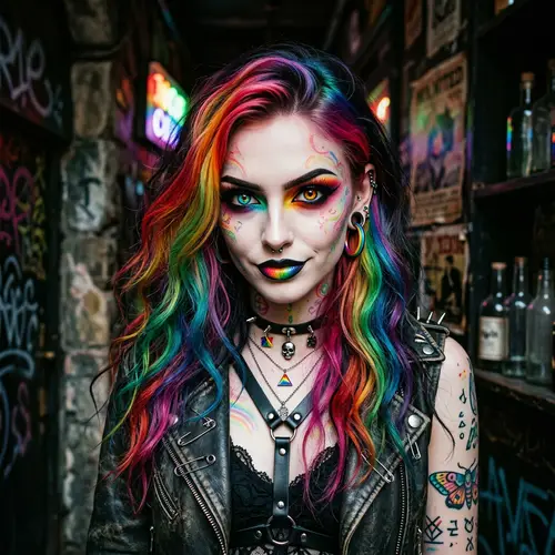 Scary Pretty Girl with Rainbow Features