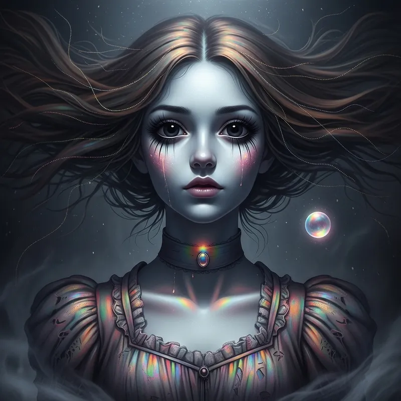 Scary Pretty Girl with Rainbow Features