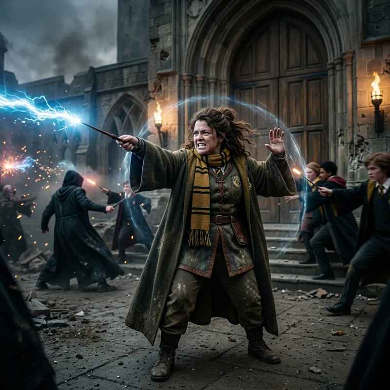 Hufflepuff Witch Fights at Hogwarts' Last Battle Hufflepuff Witch Fights at Hogwarts' Last Battle