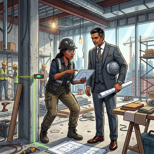 Diverse Interior Designer & Businessman at Construction Site