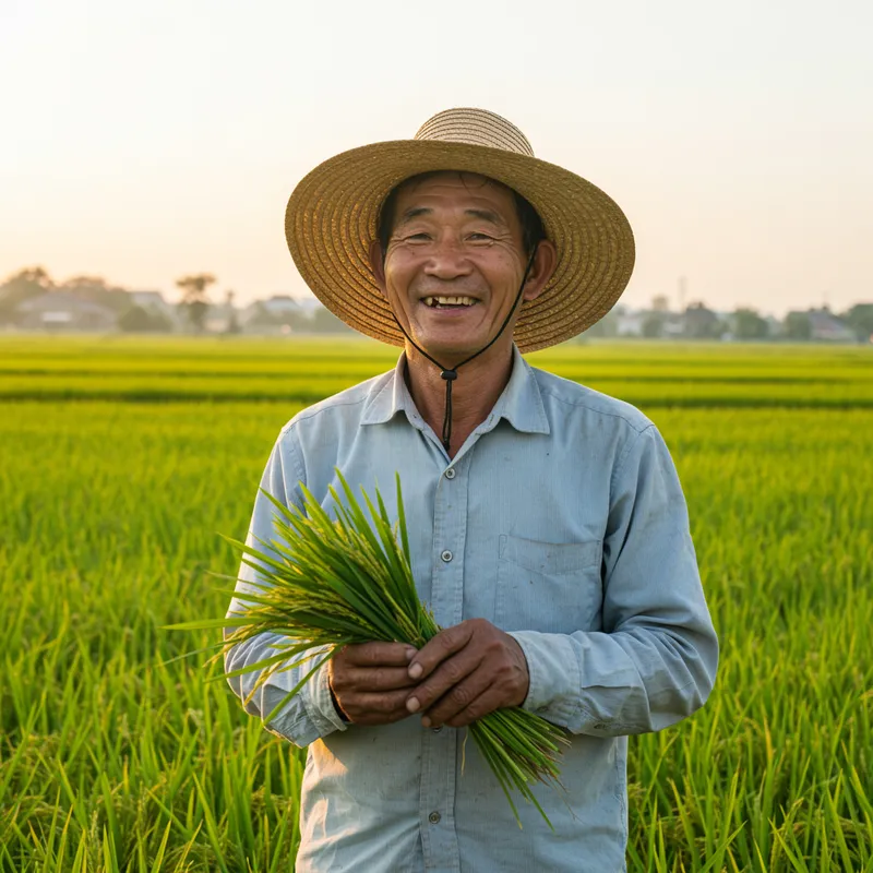 Smiling Asian Farmer: A Portrait of Hard Work