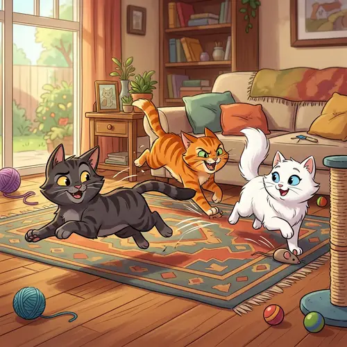 Animated Cartoon Cats Running Inside House - Fun & Playful Designs