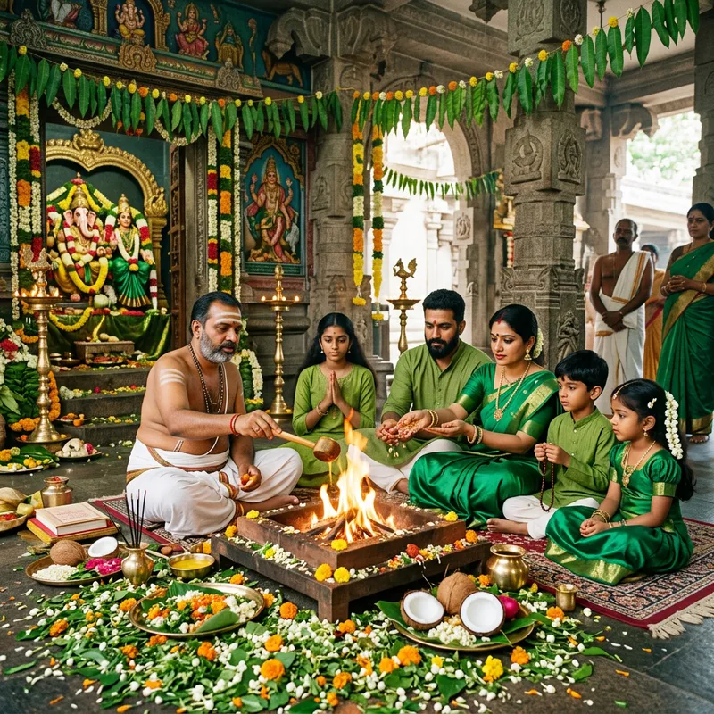 Vibrant Indian Poojari Performing Cultural Havan Ritual