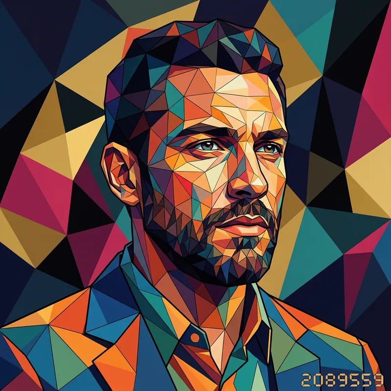 Modern Geometric Low-Poly Portrait of a Man