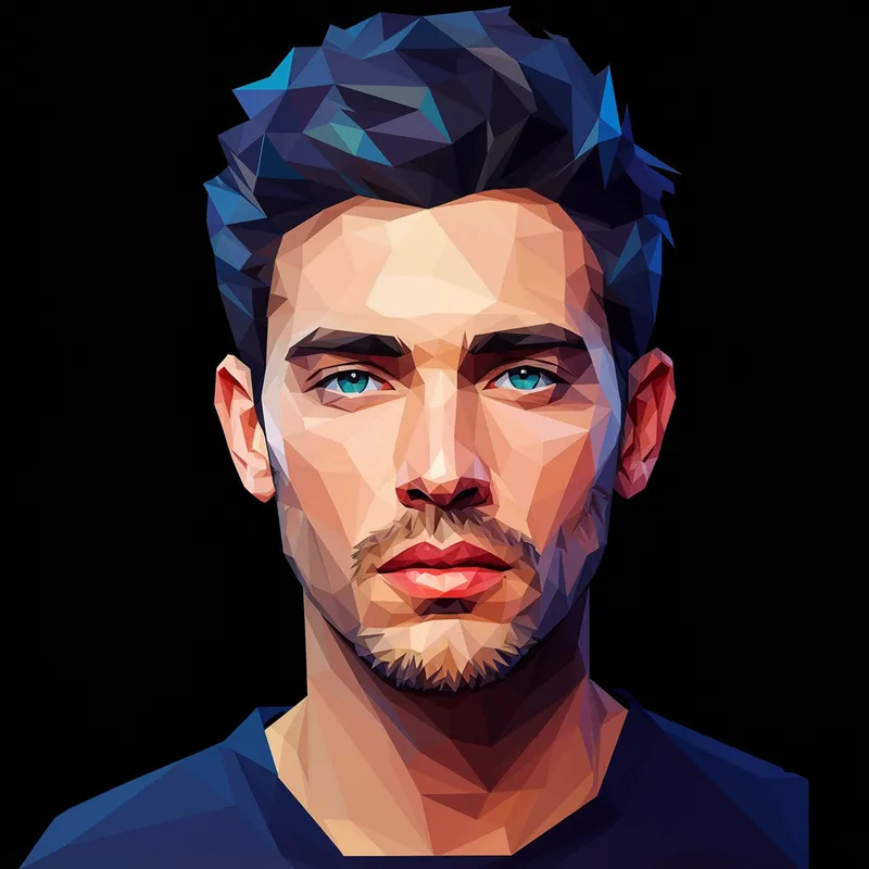 Modern Geometric Low-Poly Portrait of a Man