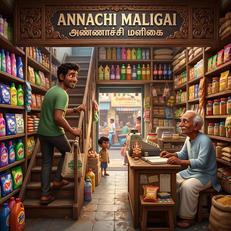 Explore Annachi Maligai Grocery in Pixar 3D Style Explore Annachi Maligai Grocery in Pixar 3D Style