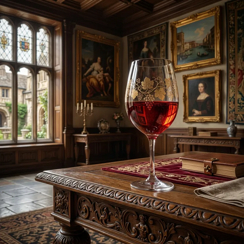 Elegant Glass Goblet in Renaissance Hall - Digital Art