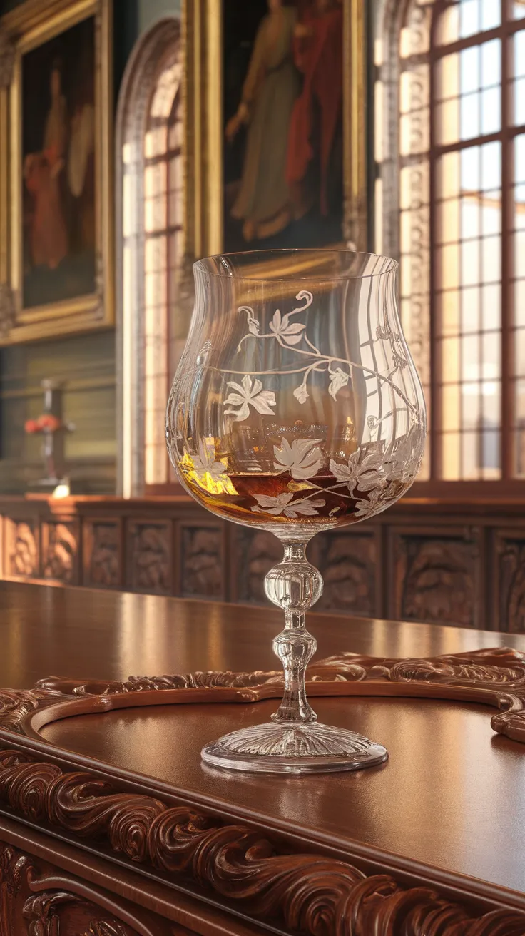 Elegant Glass Goblet in Renaissance Hall - Digital Art Elegant Glass Goblet in Renaissance Hall - Digital Art