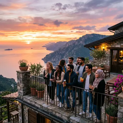 Picturesque Terrace with Breathtaking Mountain and Sea Views