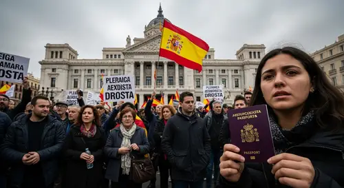 Spanish Parliament Amidst Protesters