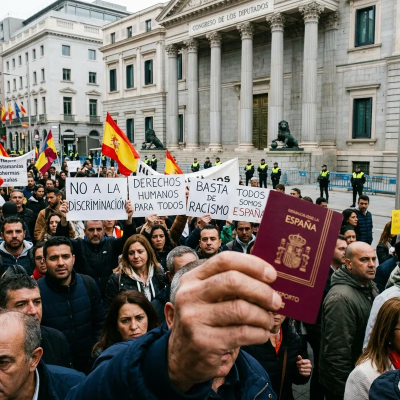 Spanish Parliament Amidst Protesters