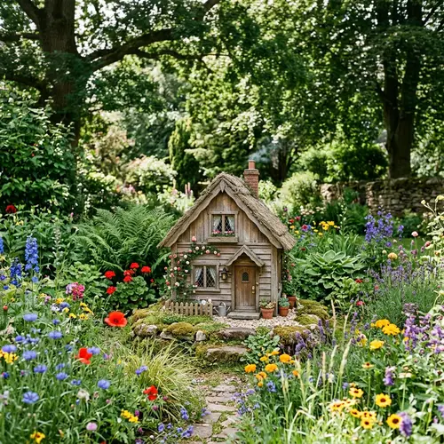 Adorable Mini House in Lush Garden with Rustic Charm