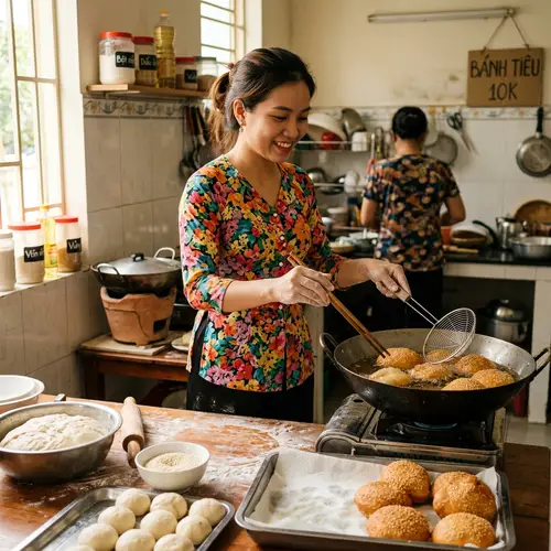Traditional Vietnamese Donuts: Linh Making Banh Ran