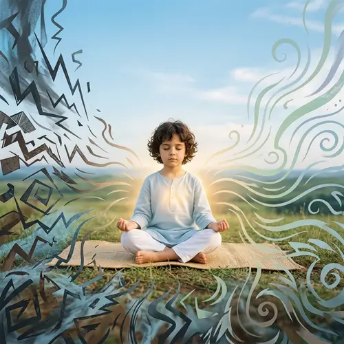 Child in Meditative Pose Bringing Calm to Chaos | Inner Peace & Resilience