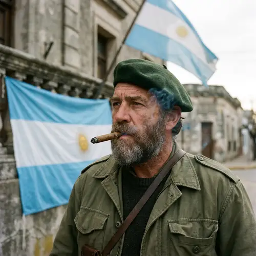 Che Guevara Smoking Cigar on Argentinian Flag | Iconic Revolutionary