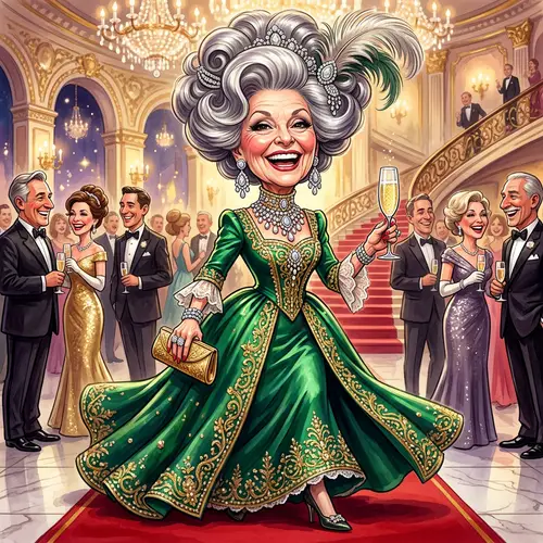 Charming Female Caricature in Formal Attire