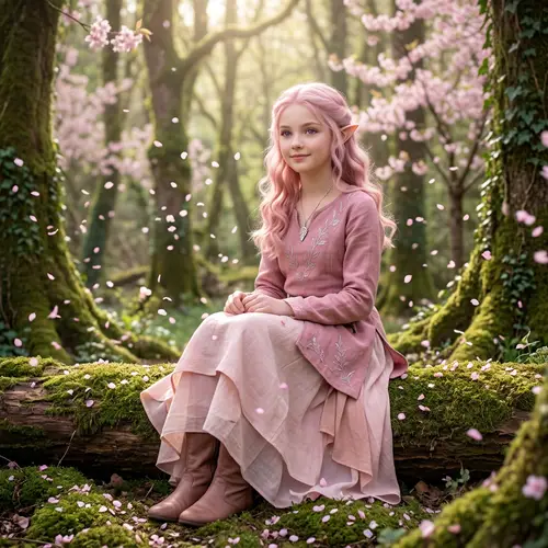 Enchanting Pink-Haired Elf Fantasy Art