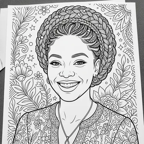 Stunning Black and White Coloring Page of a Woman