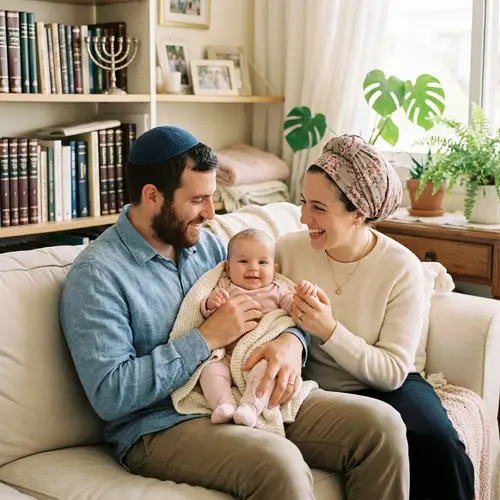 Heartwarming Jewish Family Portrait in Soft Pastel Colors