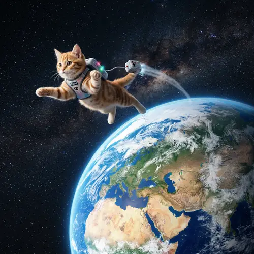Cat Flying around Earth: Explore the Feline Journey