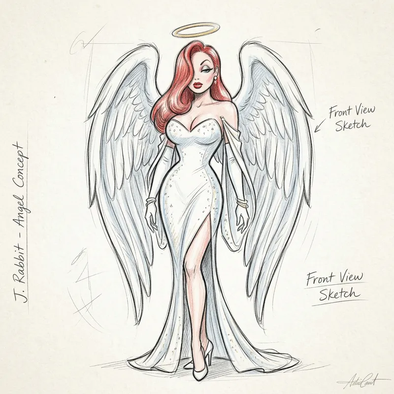 Jessica Rabbit in Angel Outfit Sketch Jessica Rabbit in Angel Outfit Sketch