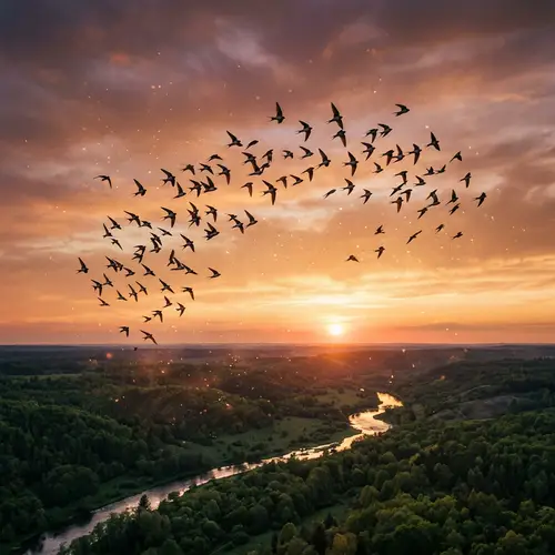 Graceful Swallows Soaring at Sunset - Ethereal Beauty