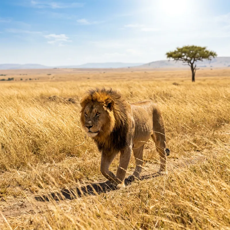 Majestic Lion in Vast Savanna | King of the Plains