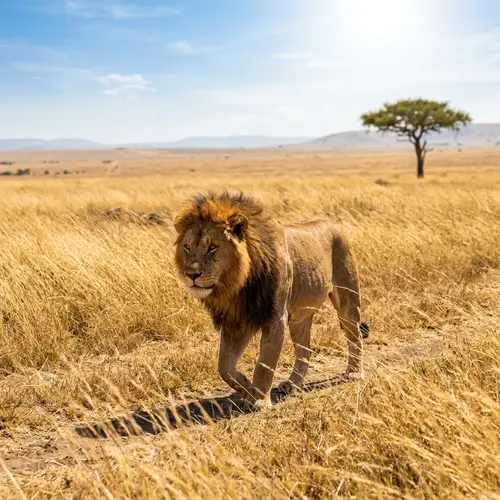 Majestic Lion Roaming in Vast Savanna | King of Plains