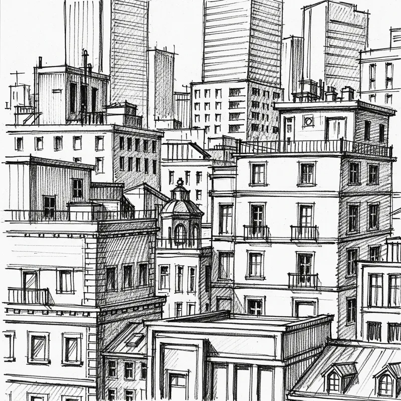 Hand Drawn Sketch with Prominent Pencil Strokes