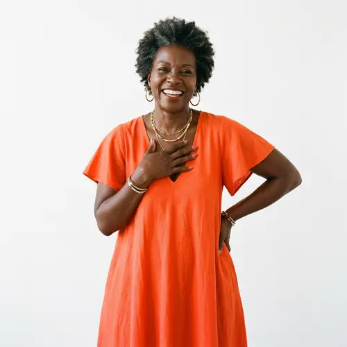 Radiant Self-Love: 50-Year-Old Black Woman Portrait
