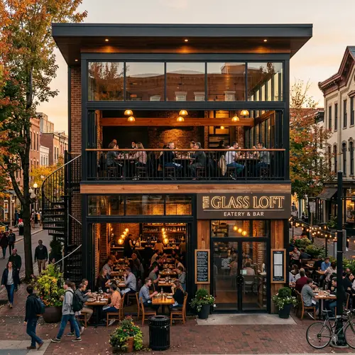 Cozy Loft Restaurant with Glass Windows
