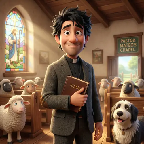 3D Design of a Pastor in Suit with Black Hair