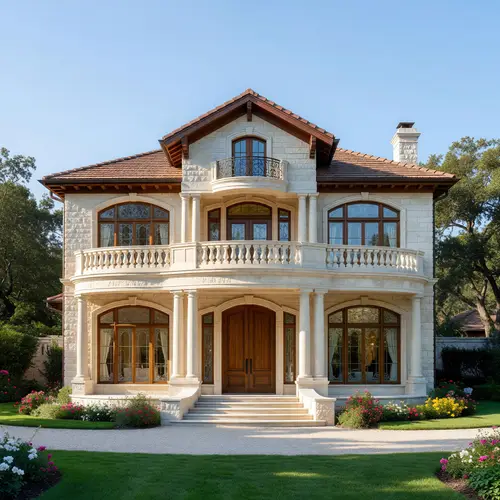 Elegant Medium-Sized Mansion with Balconies