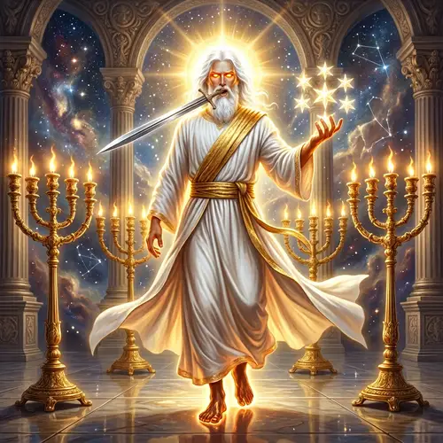 Ethereal Figure Among Golden Lampstands | Revelation Interpretation