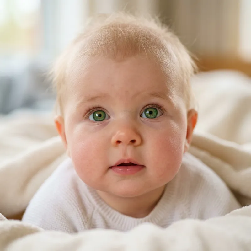 Adorable Baby with Stunning Green Eyes