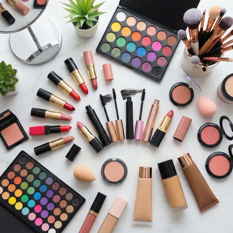 Colorful Makeup Products | Vibrant Artist's Setup
