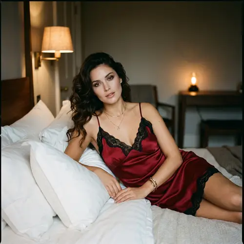 Glamorous Bedroom Portrait of a Woman in Satin