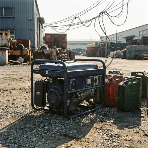 Industrial Navy Blue Gasoline Generator with Jerry Cans
