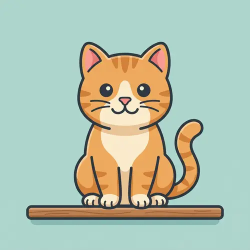 Darling Feline Illustration in Flat Style - Simple & Bold Design