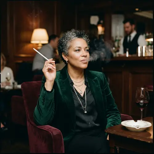 Elegant Mature Woman Smoking Seductively