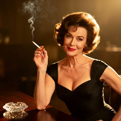 Elegant Mature Woman Smoking Seductively