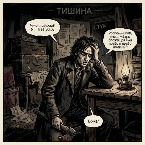 Crime and Punishment Graphic Novel Artwork | Raskolnikov's Peak Moment
