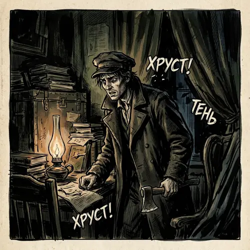 Dark Graphic Novel Illustration of Crime and Punishment