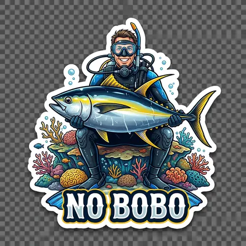 Colorful Sticker Design: No Bobo with Yellowfin Tuna