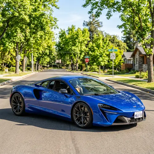 Gleaming Modern Sports Car in Metallic Blue | Luxury Leather Interior