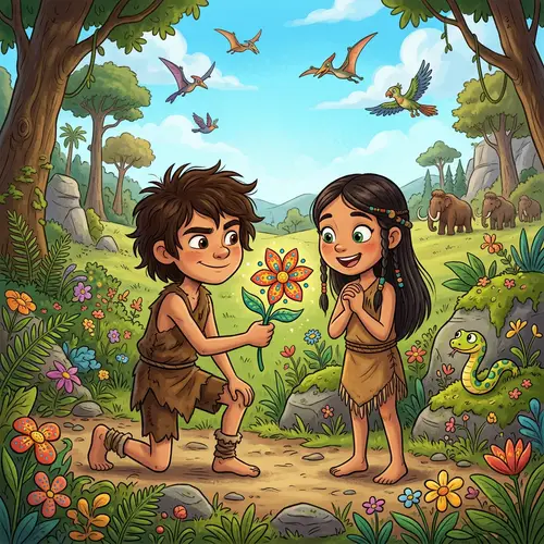 Charming Cro-Magnon Children's Illustration