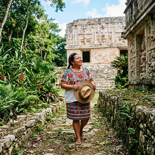 Curvy Woman Exploring Yucatan's Mayan Ruins