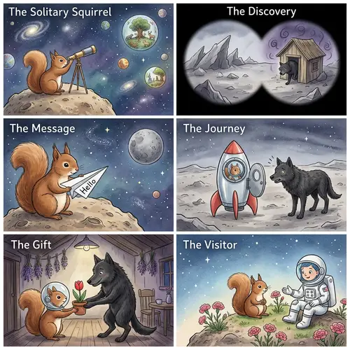 Solitary Squirrel's Journey to the Wolf's Planet