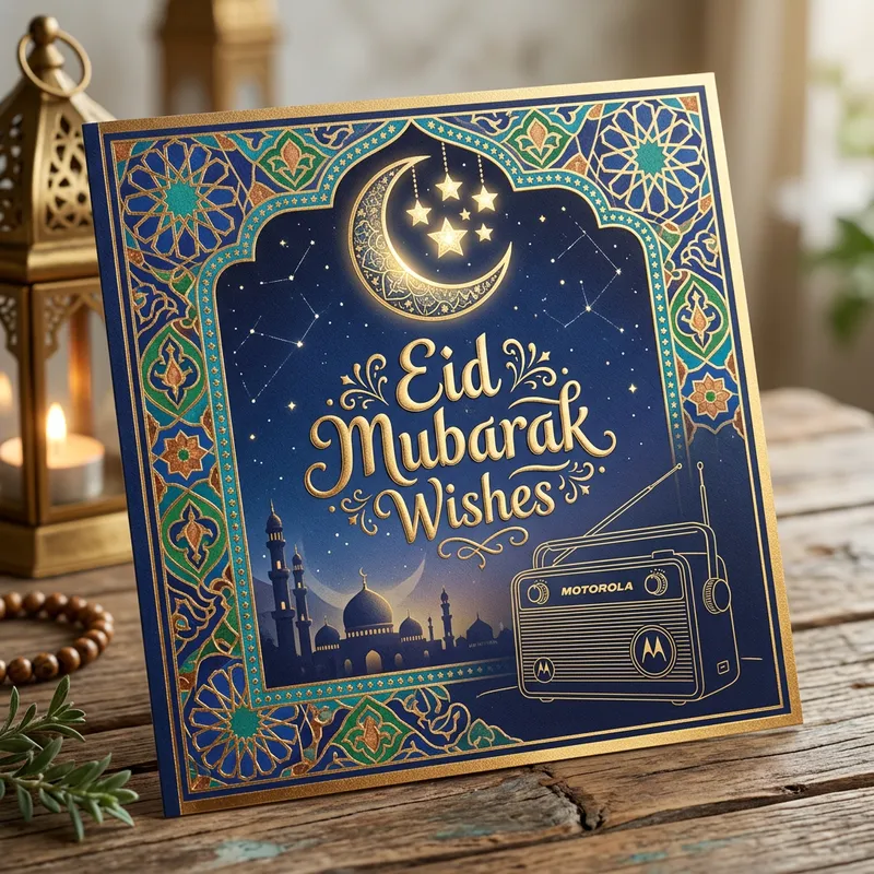 Eid Mubarak Wishes: Vibrant Motorola Greeting Card Design
